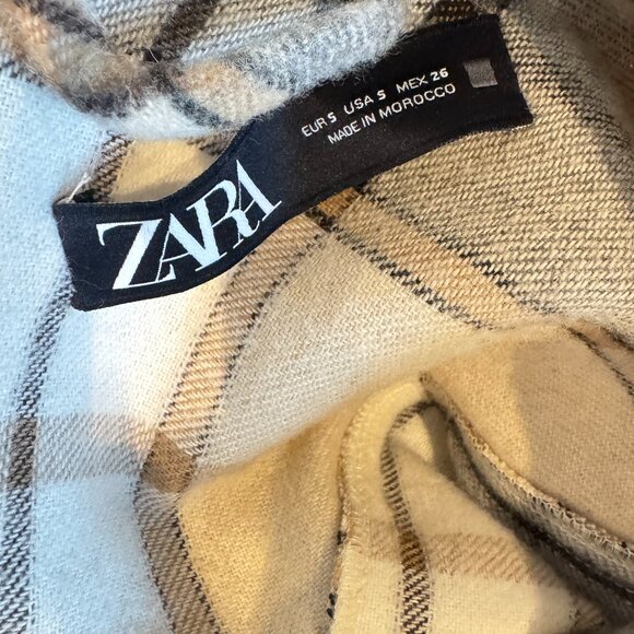 Zara Beige Plaid Fleece Shacket Jacket - Picture 10 of 10